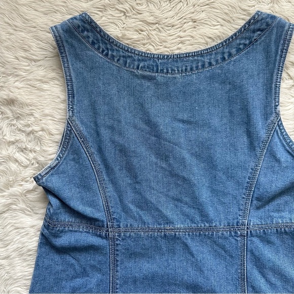 Vintage Gap Dress Denim Button Front Sleeveless Mini 100% Cotton Blue Sz 10 - Picture 6 of 11